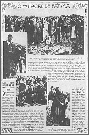 A photostatic copy of a page from Ilustração Portuguesa, October 29, 1917, showing the crowd looking at the miracle of the sun during the Fátima apparitions (attributed to the Virgin Mary)